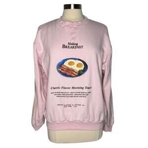 Flan Labs Eggs and Bacon Pink  Crewneck Sweatshirt  XL